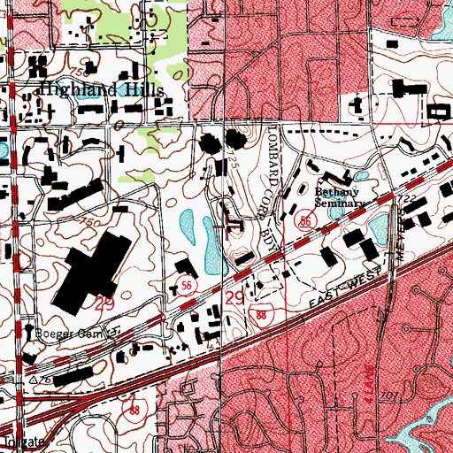 Topographic Map of Northern Seminary, IL