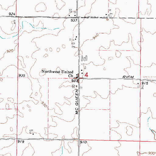 Topographic Map of Northwest United Church, IL