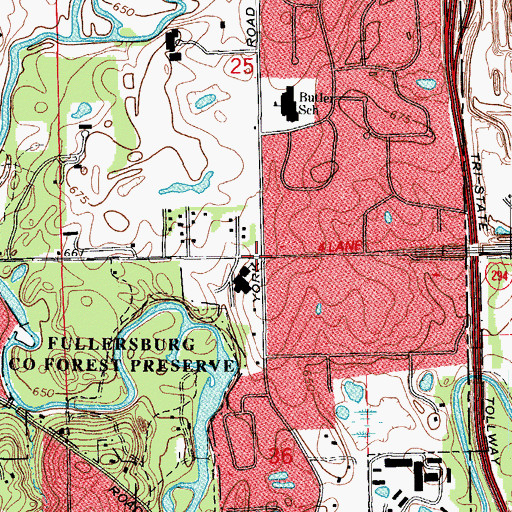 Topographic Map of Oak Brook, IL