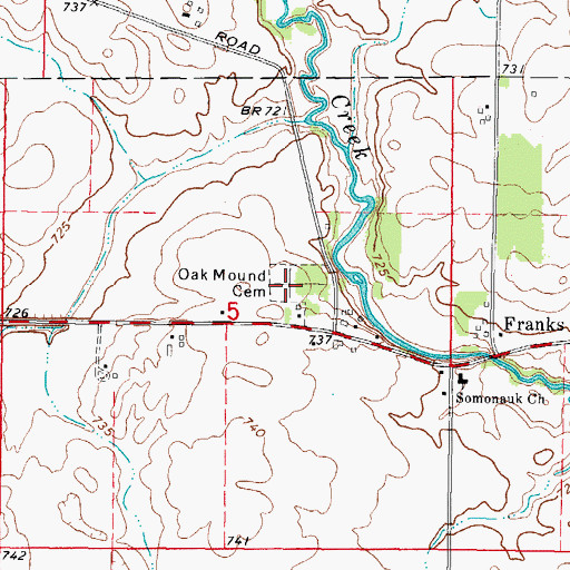 Topographic Map of Oak Mound Cemetery, IL