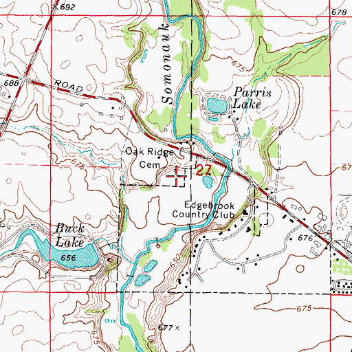 Topographic Map of Oakridge Cemetery, IL