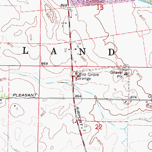 Topographic Map of Ohio Grove Grange, IL