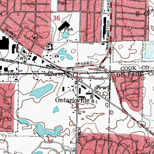Topographic Map of Ontarioville, IL