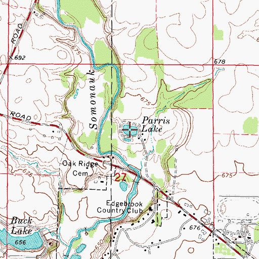 Topographic Map of Parris Lake, IL
