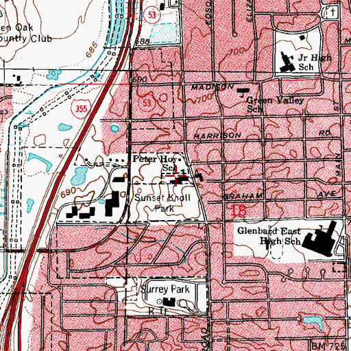 Topographic Map of Peter Hoy School, IL