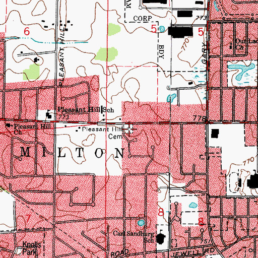 Topographic Map of Pleasant Hill Cemetery, IL