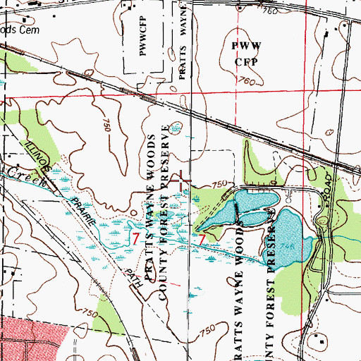 Topographic Map of Pratts Wayne Woods Forest Preserve, IL