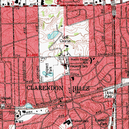 Topographic Map of Prospect Elementary School, IL