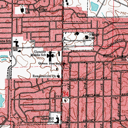 Topographic Map of Glenwood CASE School, IL
