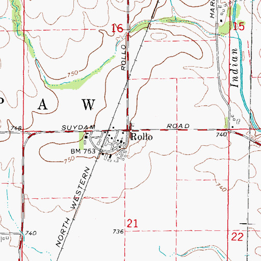 Topographic Map of Rollo, IL