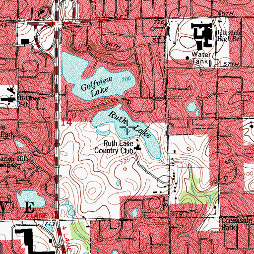 Topographic Map of Ruth Lake, IL