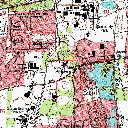 Topographic Map of Sacred Heart Monastery, IL