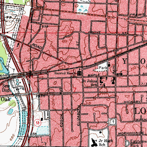Topographic Map of Sacred Heart School, IL