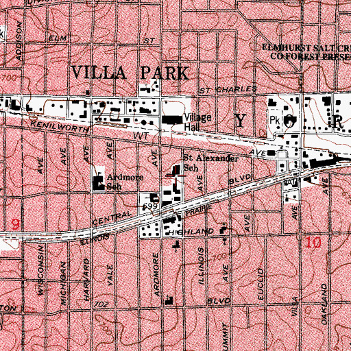 Topographic Map of Saint Alexander School, IL