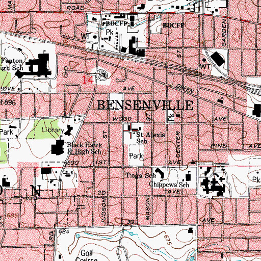 Topographic Map of Saint Alexis School, IL