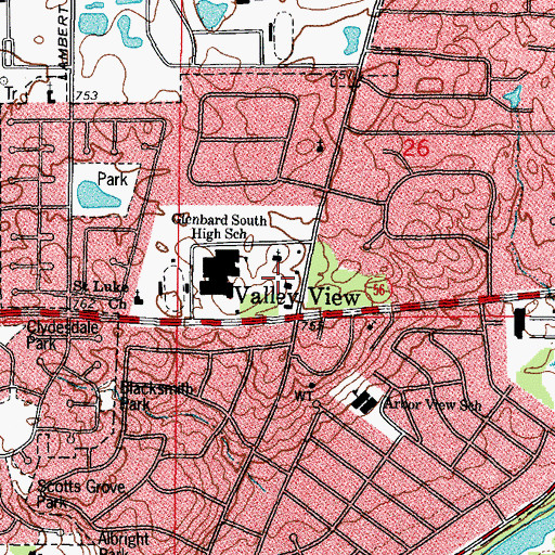 Topographic Map of Saint Barnabas Church, IL