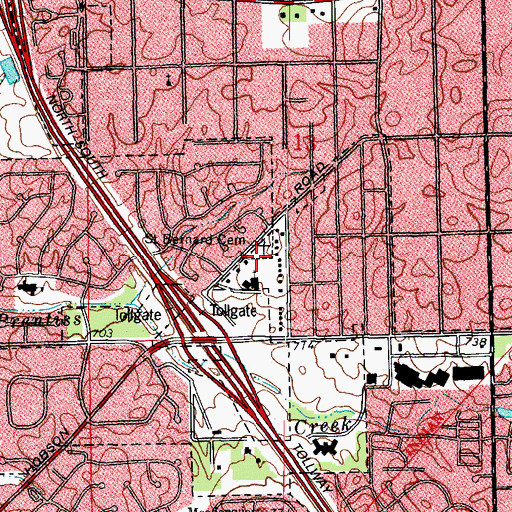 Topographic Map of Saint Bernard Cemetery, IL