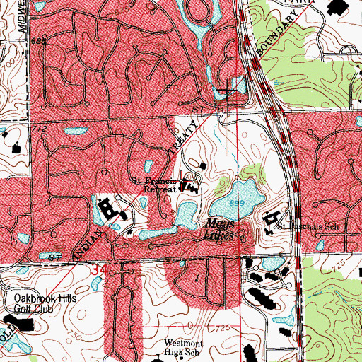 Topographic Map of Saint Francis Retreat, IL