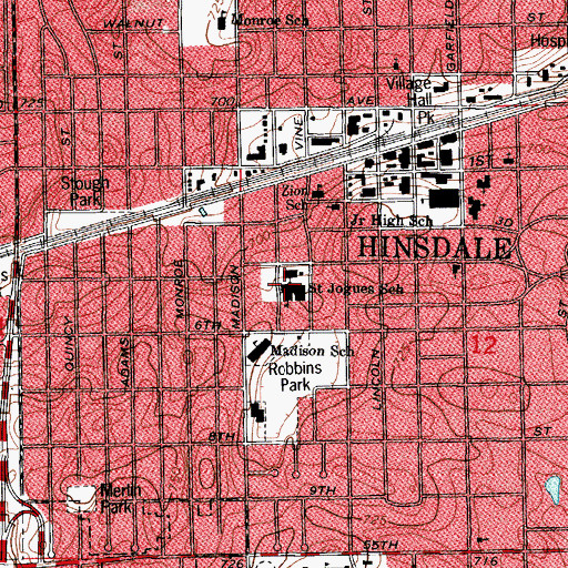 Topographic Map of Saint Jogues School, IL