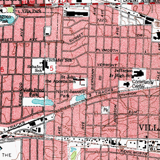 Topographic Map of Saint John the Apostle School, IL
