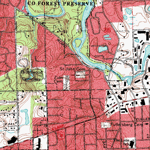 Topographic Map of Saint Johns Cemetery, IL