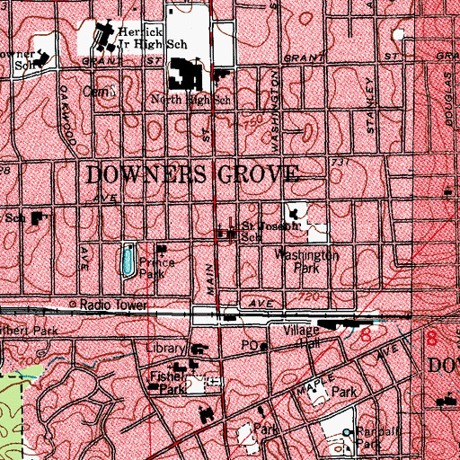 Topographic Map of Saint Joseph School, IL