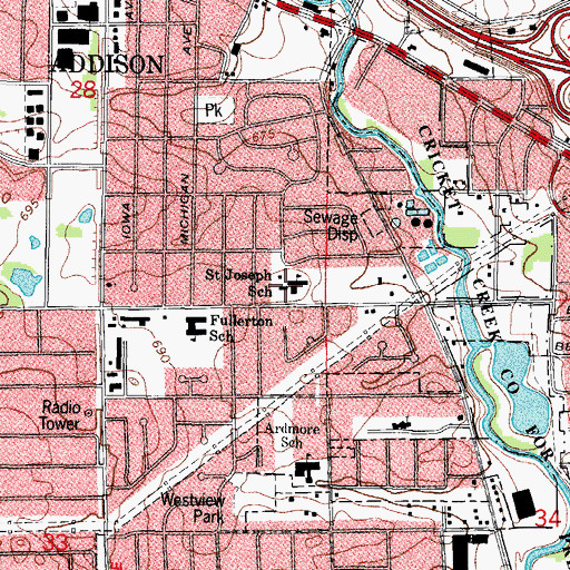 Topographic Map of Holy Family Catholic School (Saint Joseph School), IL