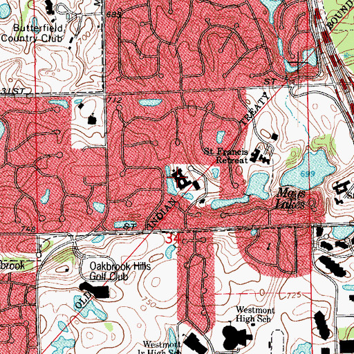 Topographic Map of Saint Josephs Seminary, IL