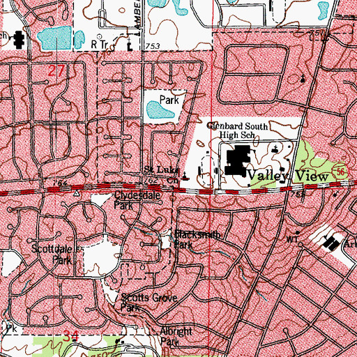 Topographic Map of Saint Luke Lutheran Church, IL