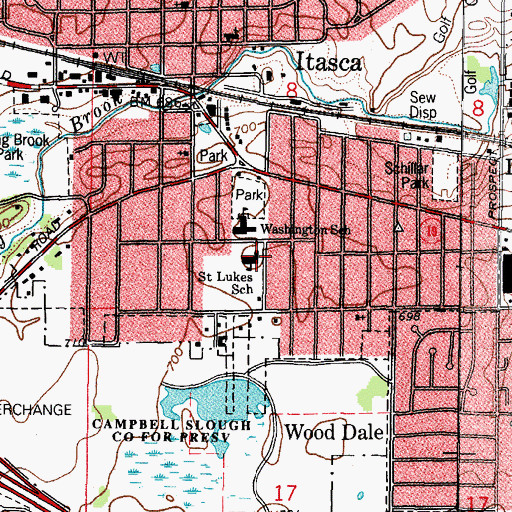 Topographic Map of Lutheran School of Saint Luke, IL