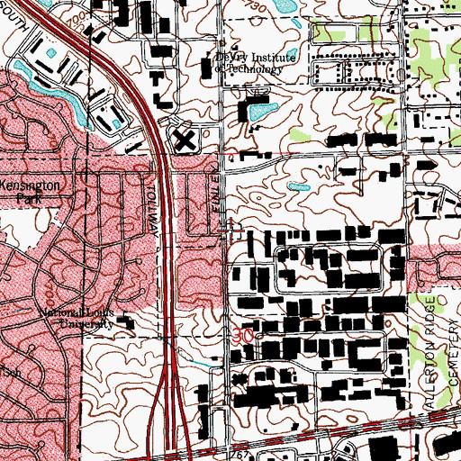 Topographic Map of Saint Marys Lombard Cemetery, IL