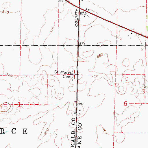 Topographic Map of Saint Marys Cemetery, IL