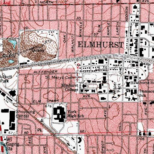 Topographic Map of Saint Mary Cemetery and Cremation Columbarium, IL