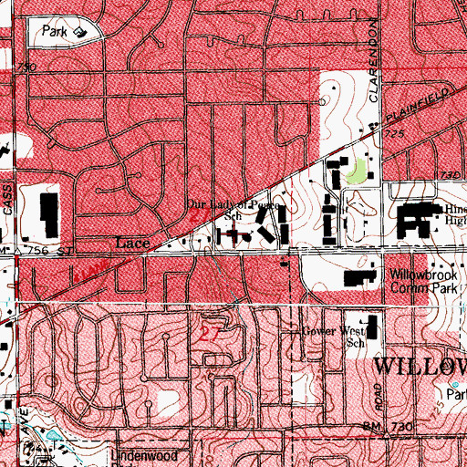 Topographic Map of Saint Marys School, IL