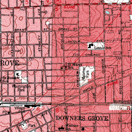 Topographic Map of Saint Marys School, IL