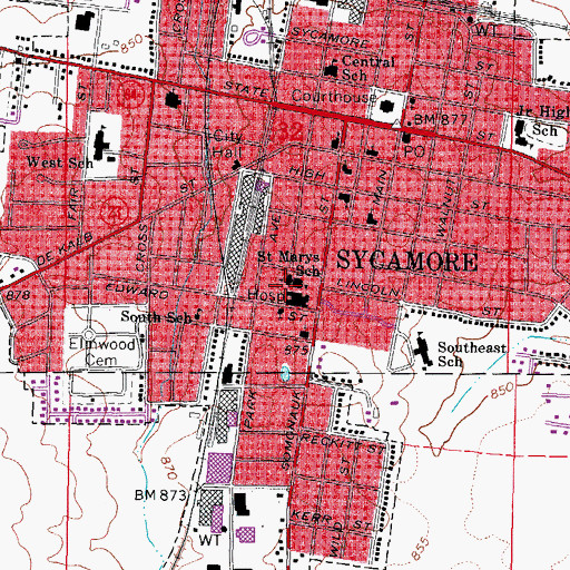 Topographic Map of Saint Marys School, IL