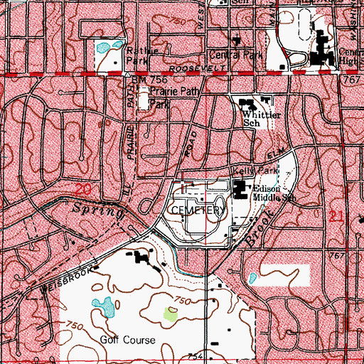 Topographic Map of Saint Michaels Catholic Cemetery, IL