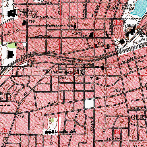Topographic Map of Saint Petronille School, IL