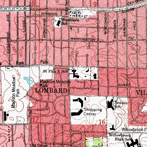 Topographic Map of Saint Pius X School, IL