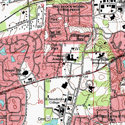 Topographic Map of Saint Procopius Academy, IL