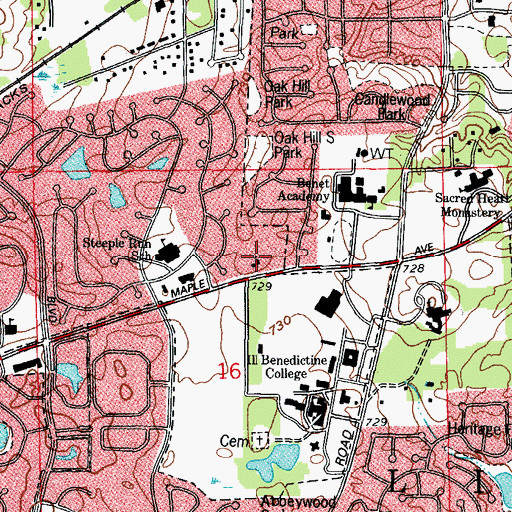 Topographic Map of Saint Scholastica Mission House, IL