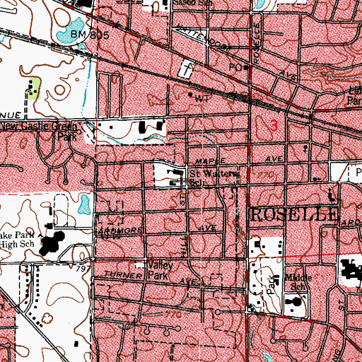 Topographic Map of Saint Walter's Catholic School, IL