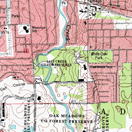 Topographic Map of Salt Creek Park, IL