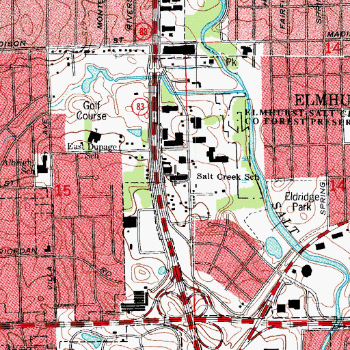Topographic Map of Salt Creek Elementary School, IL