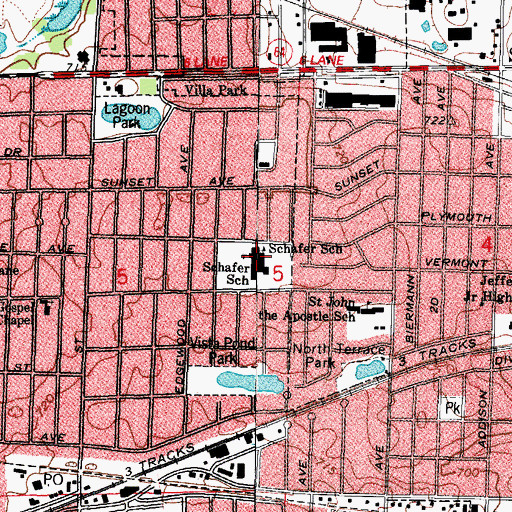 Topographic Map of Schafer Elementary School, IL