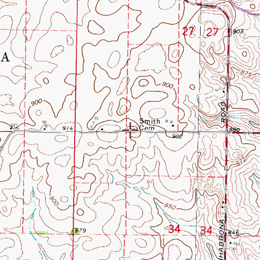 Topographic Map of Johnson Grove Cemetery, IL