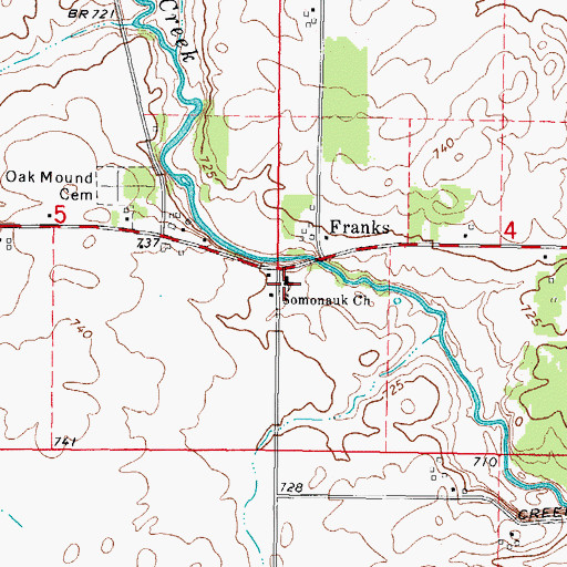 Topographic Map of Somonauk Church, IL