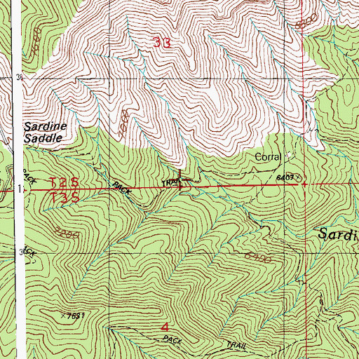 Topographic Map of Sardine Saddle Spring, AZ