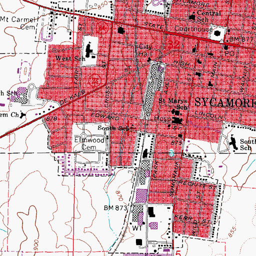 Topographic Map of South School, IL