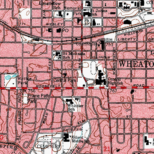 Topographic Map of Central Park, IL